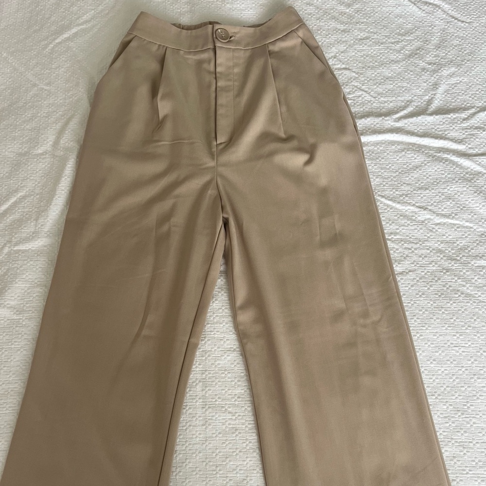 Beige wide leg pants